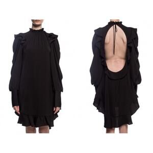 Zadig & Voltaire Defile Black Dress Open Back Ruffle XS NWT